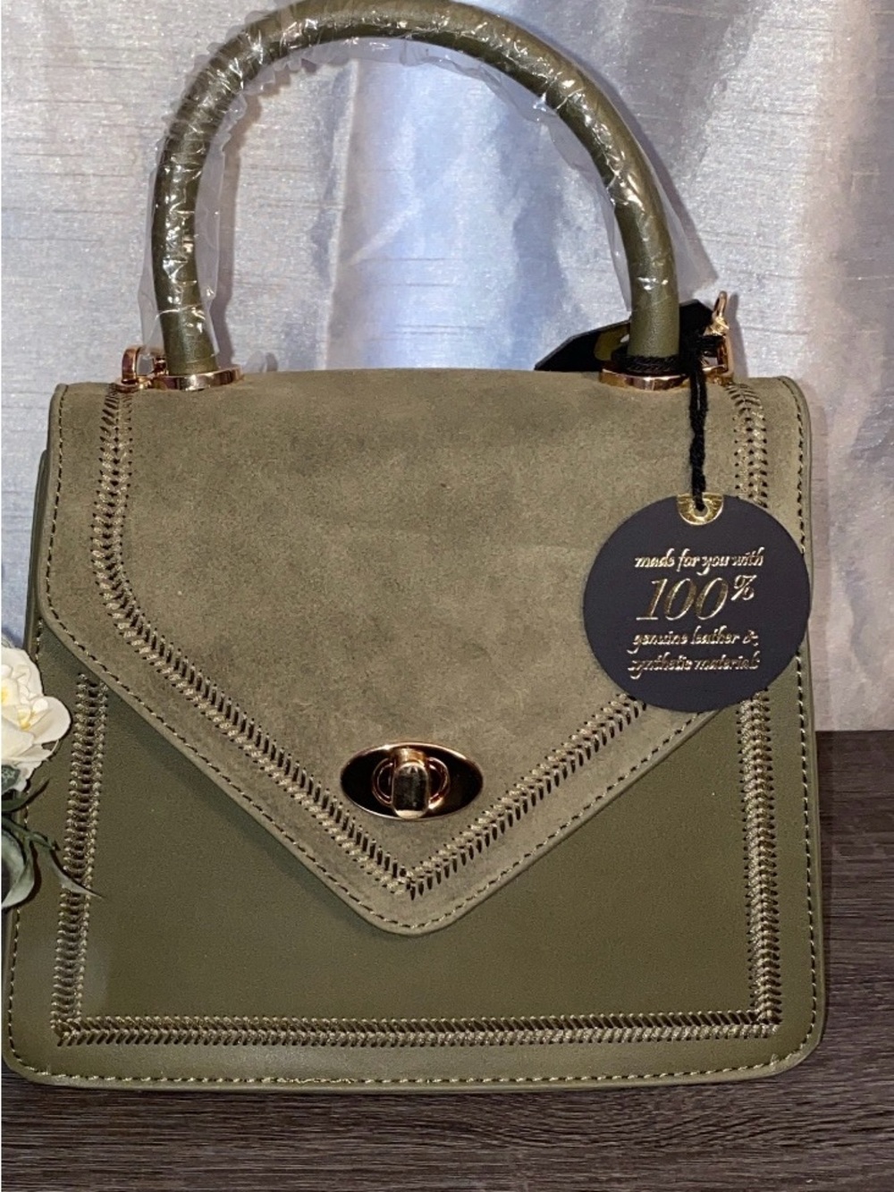 Moda Luxe Olive Green Top-Handle Satchel